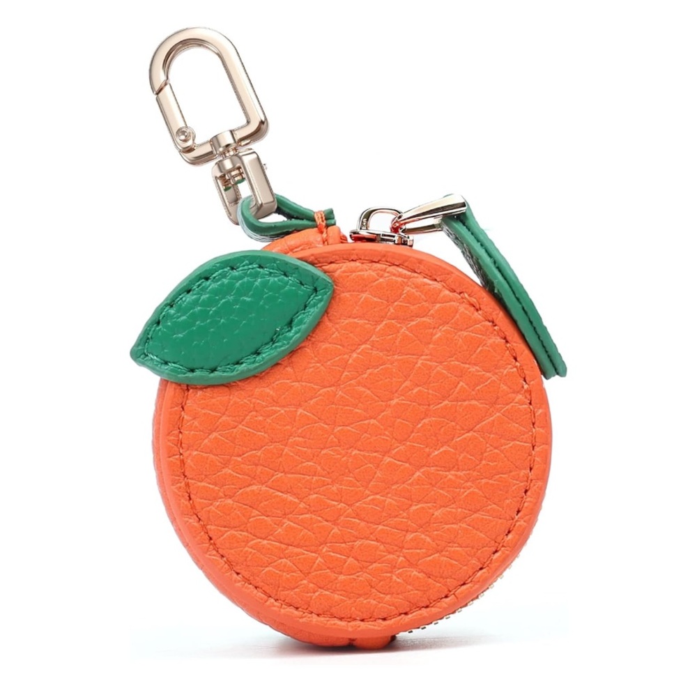 🍊NEW Tangerine Bag Charm/ Keychain Zip Pouch Cles Mini Bag